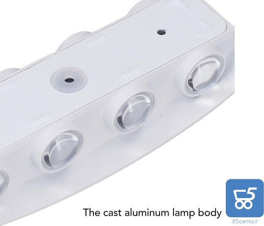Lampada da Parete a LED Applique 6000K Luce Fredda per Esterni Corpo in Alluminio BIANCA - EX DEMO