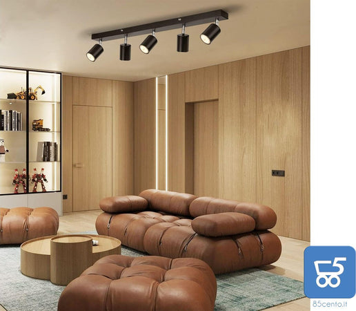 Lampada da Parete e Soffitto con 5 Lampadine GU10 2700K Bianco Caldo 550LM 6W