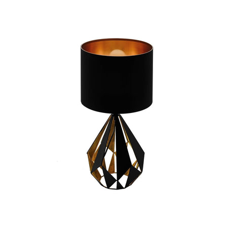 Lampada Da Tavolo Comodino Vintage Con Paralume Rotondo In Nero Rame 250x510 Mm