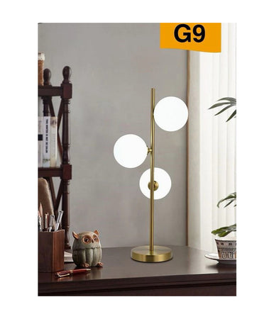 Lampada Da Tavolo G9 Minimalista Bronzo Con 3 Sfere Piantana Terra Con Stelo D33