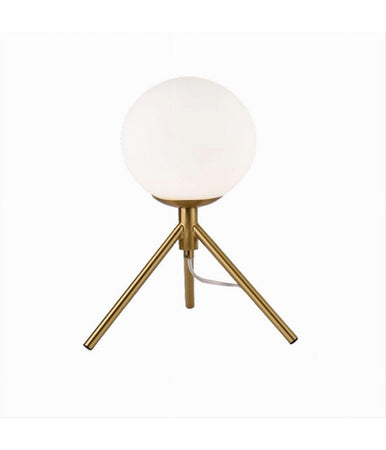 Lampada Da Tavolo Minimalista Bronzo Treppiedi Con Sfera Lume Abat Jour G9 D35