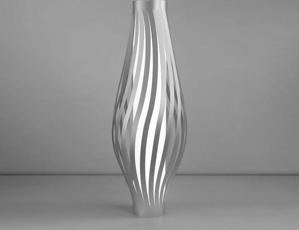 Lampada-Da-Terra-Totem-Dama-Helios-1-Luce-In-Polilux-Silver-Made-In-Italy