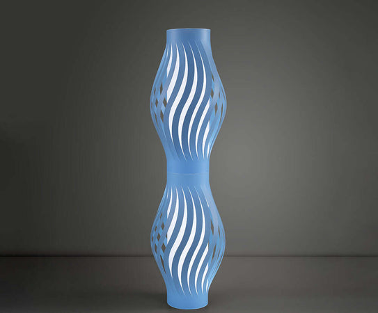 Lampada-Da-Terra-Totem-Helios-1-Luce-In-Polilux-Blu-Made-In-Italy