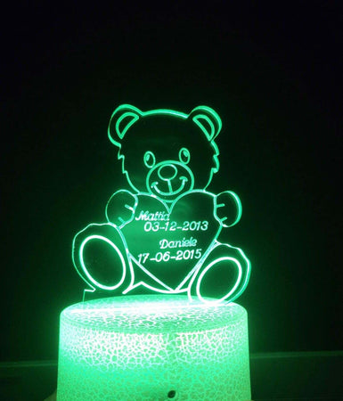 LAMPADA IN PLEXIGLASS REGALO FESTA BOMBONIERA BAMBINI PERSONALIZZATA LUCE LED RGB
