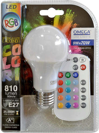 Lampada Led A60 9W 810Lm Rgb+Bianco E27, Con Telecomando Incluso, A+ Illuminazione/Lampadine/Lampadine a LED Non solo alimenti - Albano Laziale, Commerciovirtuoso.it