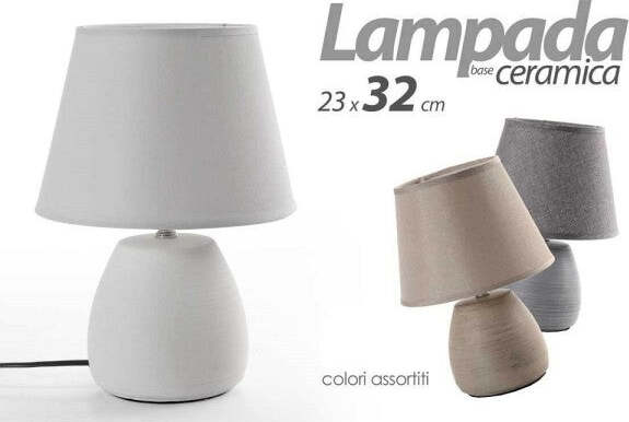 Lampada-Lumetto-Abat-jour-23x32cm-Da-Tavolo-Base-In-Ceramica-3-Colori-Ass-763564