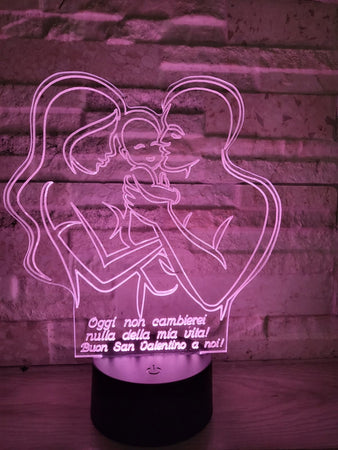 LAMPADA PLEXIGLASS LUME REGALO SAN VALENTINO FAMIGLIA LUCE LED RGB CAVO USB E BATTERIE