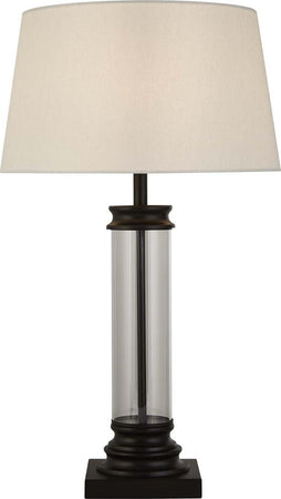 Lampada-Scrivania-Contemporanea-Pedestal-Acciaio-Nero-Vetro-Bianco-1-Luce-E27