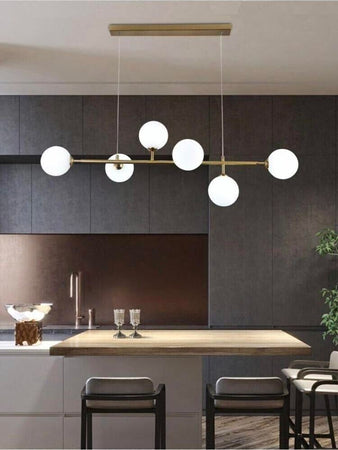 Lampadario-A-Sospensione-6-Sfere-Sfera-In-Vetro-Bianco-Attacco-G9-Moderno-Universo
