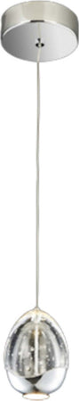 Lampadario-A-Sospensione-Contemporaneo-Golden-Egg-Cromo-Vetro-Pulegoso-Led-4,8W