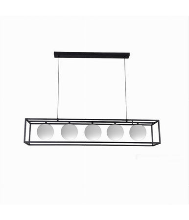 Lampadario A Sospensione Da Soffitto Contemporaneo Nero Con 5 Sfere Vetro G9 B89
