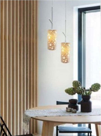 Lampadario-A-Sospensione-E27-Paralume-Cilindro-In-Ceramica-Traforata-Bianco-Lp21