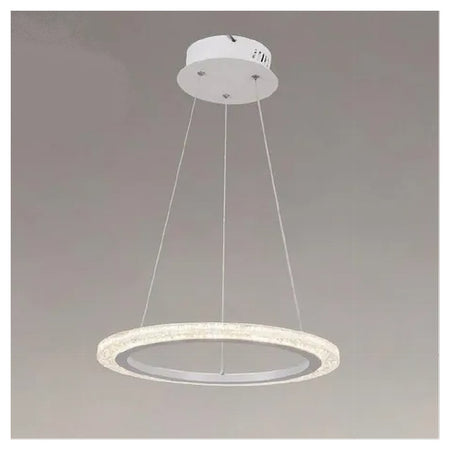 Lampadario A Sospensione Led 24 W Cerchio Anello Effetto Cristallo Bianco 31890