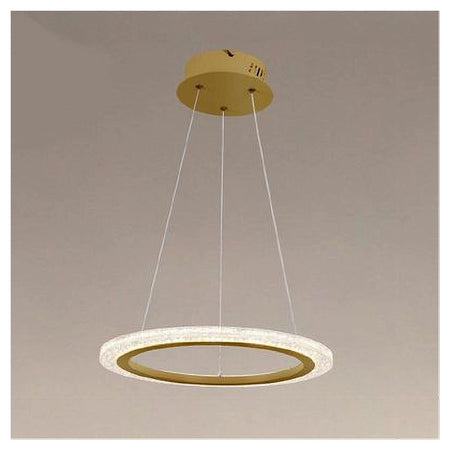 Lampadario A Sospensione Led 24 Watt Cerchio Anello Effetto Cristallo Oro 31913