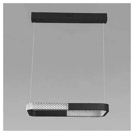 Lampadario A Sospensione Led 24w Rettangolare Nero Cristallo Con Telecomando 32040