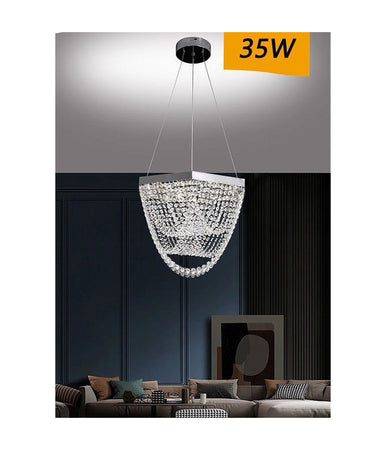 Lampadario A Sospensione Led 35 W Design Moderno Cristalli Luce Fredda 6500k B74
