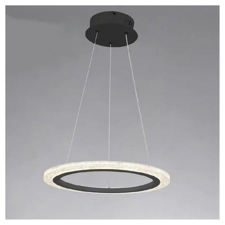 Lampadario A Sospensione Led 36 Watt Cerchio Anello Nero Effetto Cristallo 31937
