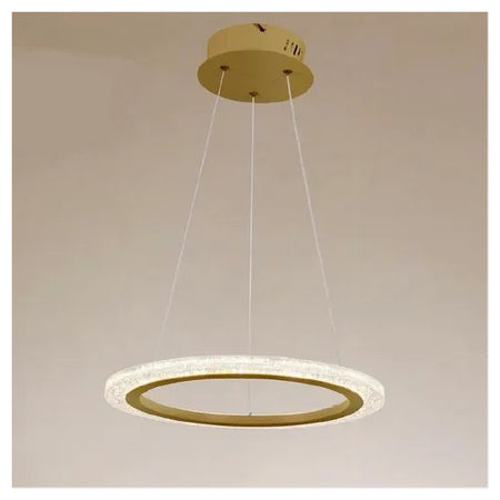Lampadario A Sospensione Led 36 Watt Cerchio Anello Oro Effetto Cristallo 31944