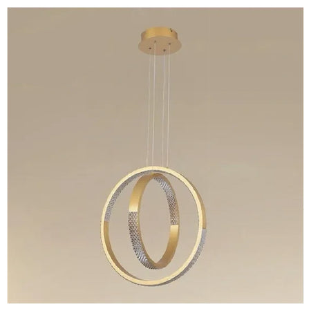 Lampadario A Sospensione Led 64 W Circolare Effetto Cristallo Moderno Oro 32170
