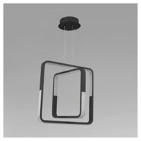 Lampadario A Sospensione Led 64 W Quadrati Effetto Cristallo Moderno Nero 32194