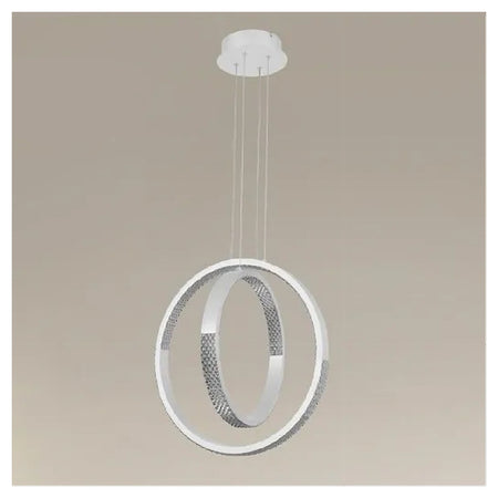 Lampadario A Sospensione Led 64w Circolare Effetto Cristallo Moderno Bianco 32156