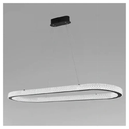 Lampadario A Sospensione Led 92 W Ovale Lampada Orizzontale Cristallo Nero 31999