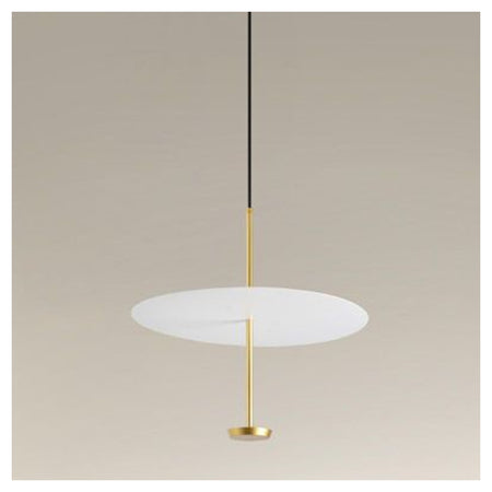 Lampadario A Sospensione Luce 6500k Led 18w Disco Paralume Piatto Bianco Oro Tondo 33207