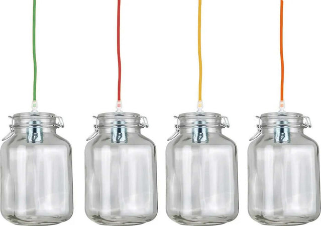 Lampadario A Sospensione Modello Ermetico S4 Cv Color Novecento Con 4 Barattoli In Vetro Porta Lampadine E14 42 W Max Illuminazione/Illuminazione per interni/Lampadari lampade a sospensione e plafoniere/Lampade a sospensione Ideart - Valdilana, Commerciovirtuoso.it