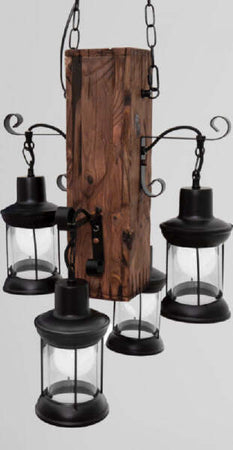Lampadario-A-Sospensione-Rustico-Industrial-Con-Lanterne-E27-Legno-Metallo-B54-4