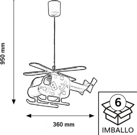 Lampadario-cameretta-Darklight-ELICOPTER-DRX4717-E27-LED-plastica-sospensione