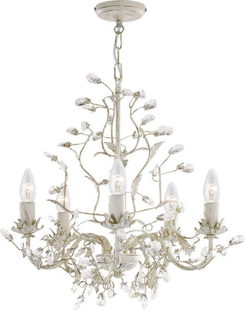 Lampadario-Classico-Almandita-Acciaio-Bianco-Vetro-Oro-5-Luci-E14