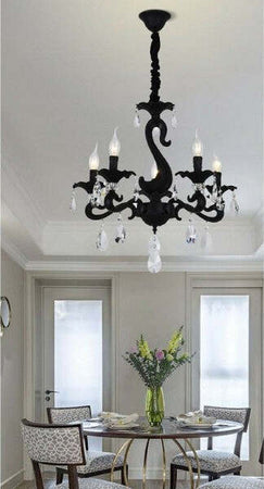 Lampadario-Classico-Attacco-E14-5-Bracci-Con-Pendenti-In-Acrilico-Lampada-A15-5