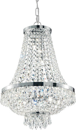 Lampadario-Classico-Caesar-Metallo-Cristallo-Cromo-12-Luci-G9-3W-3000K