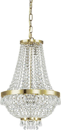 Lampadario-Classico-Caesar-Metallo-Cristallo-Oro-6-Luci-G9-3W-3000K-Luce-Calda