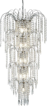 Lampadario-Classico-Cascata-Acciaio-Cromo-Cristallo-13-Luci-E14