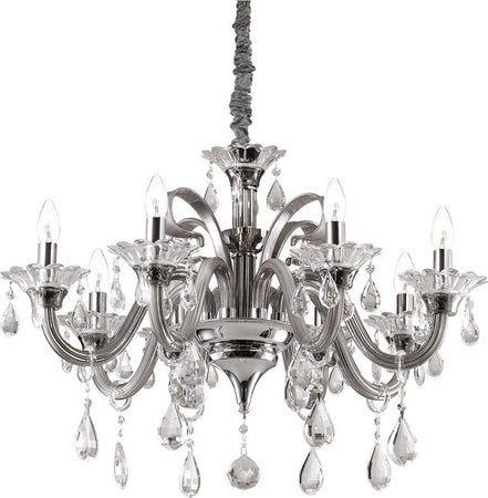 Lampadario-Classico-Colossal-Metallo-Cristallo-Grigio-8-Luci-E14