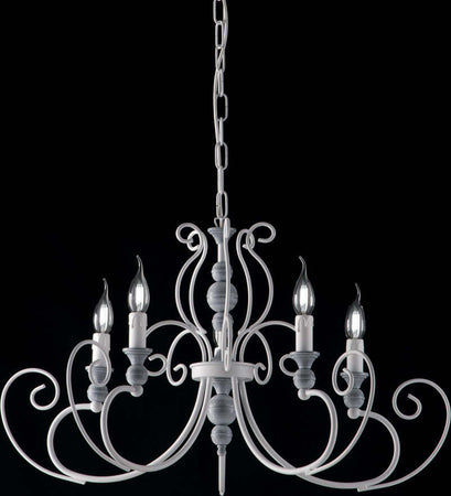 Lampadario-Classico-Contemporaneo-Shabby-Chic-Bianco-Vintage-5-Luci-Chimera