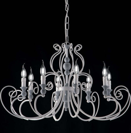 Lampadario-Classico-Contemporaneo-Shabby-Chic-Bianco-Vintage-8-Luci-Chimera