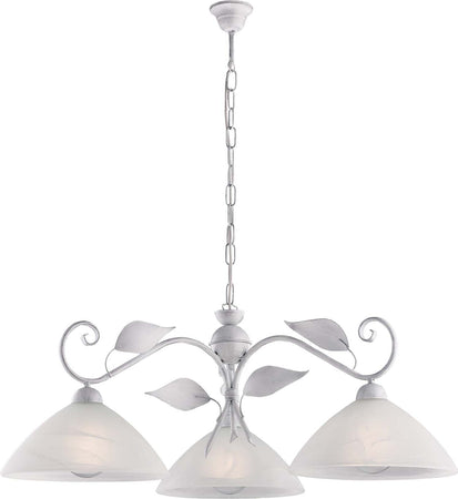 Lampadario-Classico-Esse-3-Luci-Ferro-Battuto-E-Vetro-Bianco-E-Argento