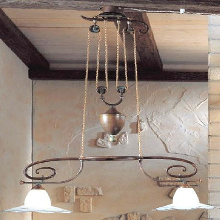 Lampadario-classico-FALB-illuminazione-COUNTRY-LINE-1830-E27-LED-metallo-vetro-bilanciere