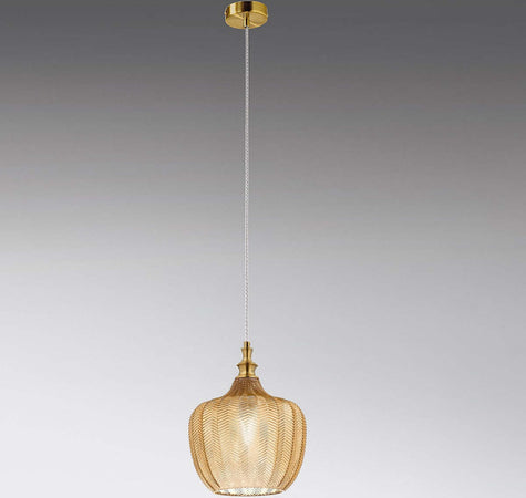 Lampadario-classico-Gea-Luce-CLEOFE-S10-E27-LED-vetro-ambra-lampada-sospensione