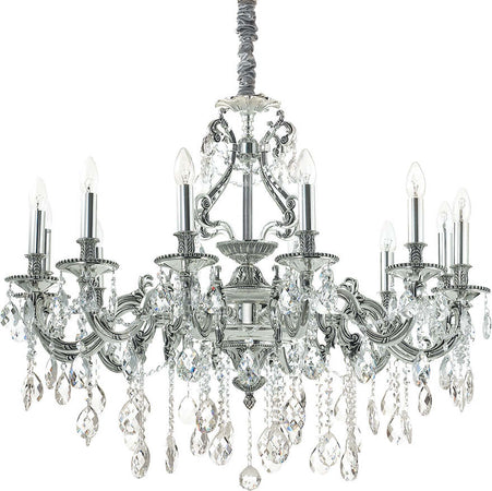Lampadario-Classico-Gioconda-Metallo-Cristallo-Argento-12-Luci-E14
