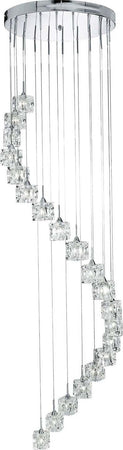 Lampadario-Classico-Ice-Cube-Acciaio-Cromo-Vetro-Trasparente-Led-3,2W-3000K