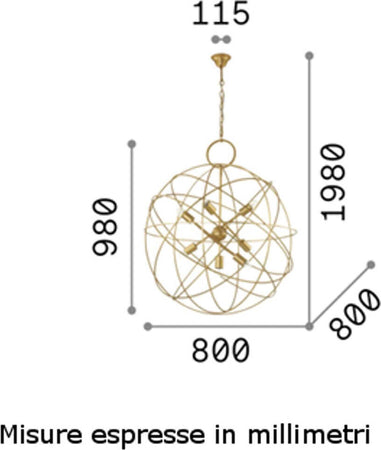 Lampadario-classico-IDEAL-LUX-KONSE-SP7-156033-E27-LED-80CM-sospensione-metallo-oro-scuro-tonda-multiluce-interno