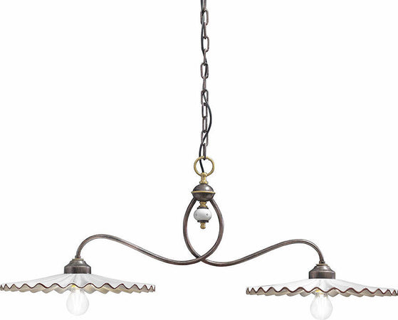 Lampadario-Classico-L'Aquila-Metallo-E-Ceramica-Nero-Sfumato-Rame-2-Luci-E27