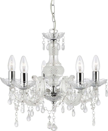 Lampadario-Classico-Marie-Therese-Vetro-Trasparente-Policarbonato-5-Luci-E14