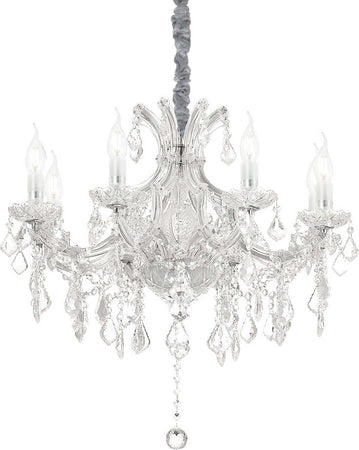 Lampadario-Classico-Napoleon-Metallo-Cristallo-Cromo-8-Luci-E14
