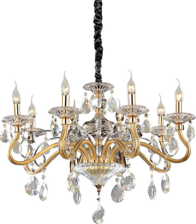 Lampadario-Classico-Negresco-Metallo-Cristallo-Oro-8-Luci-E14
