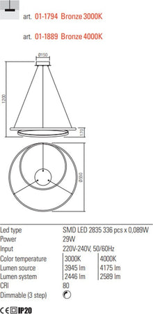 Lampadario-classico-Redo-Group-TORSION-01-1794-01-1889-LED-alluminio-sospensione-dimmerabile
