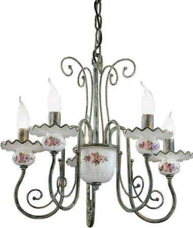 Lampadario-Classico-Sanremo-Metallo-E-Ceramica-Verde-Sfumato-Oro-5-Luci-E14